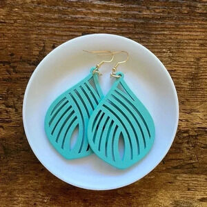 ❤️ NEW 2/$20 or 3/$25 Statement Blue Teal Wood Oversized Earrings